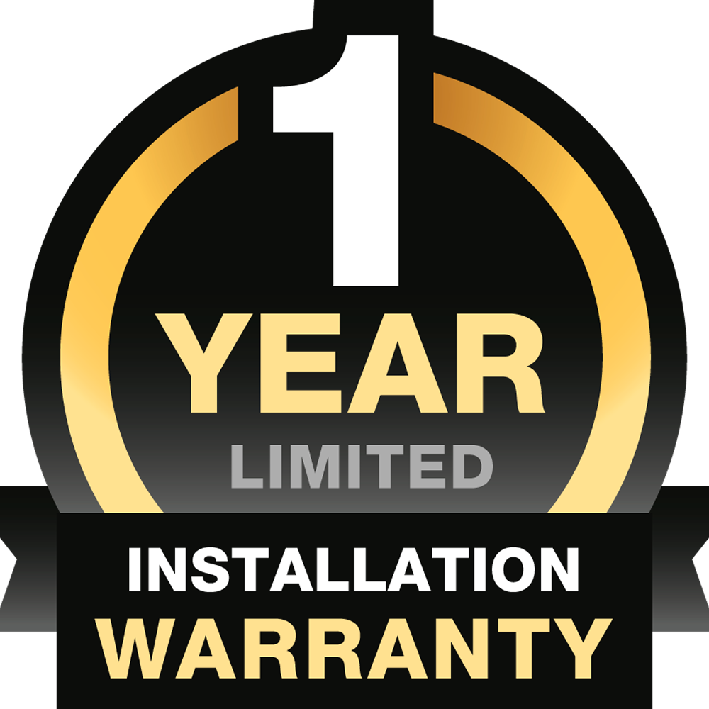 1-year limited installation warranty badge.